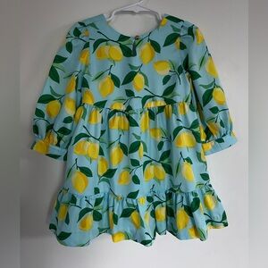 Janie and Jack Blue Dress with Lemon Print 3 3T Easter Summer Spring